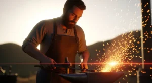 Pilar Labor homem trabalhando ferreiro atenção focado