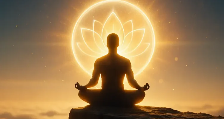 Meditação lotus montanha sozinho transcendente