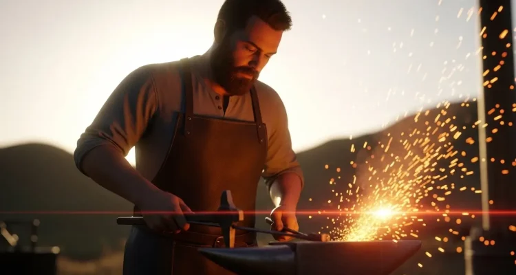 Pilar Labor homem trabalhando ferreiro atenção focado